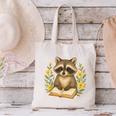 Cute Raccoon Reading Book Flowers Floral Canvas Tote Bag Cute Raccoon Reading Book Flowers Floral Canvas Tote Bag