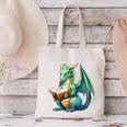 Dragon With Book Canvas Tote Bag Dragon With Book Canvas Tote Bag