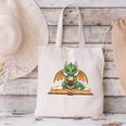 Dragon Reading Book Bookworm Canvas Tote Bag