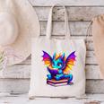 Dragon Reading a Book Bookworm Book Canvas Tote Bag