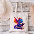 Dragon Reading a Book Bookworm Book Lover Canvas Tote Bag
