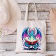 Dragon Reading Book Lover Canvas Tote Bag