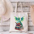 Dragon Reading Books Fantasy Lovers Mythical Creatures Canvas Tote Bag Dragon Reading Books Fantasy Lovers Mythical Creatures Canvas Tote Bag