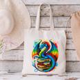 Dragon Reading Colorful Fantasy Book Lover Canvas Tote Bag