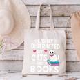 Easily Distracted By Cats And Books Cute Cat And Book Lovers Canvas Tote Bag