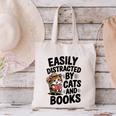 Easily Distracted By Cats And Books Lovers Reading Canvas Tote Bag