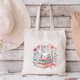Easily Distracted By Cats And Books Reading Canvas Tote Bag