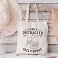 Easily Distracted By Cats And Books For Women Canvas Tote Bag Easily Distracted By Cats And Books For Women Canvas Tote Bag