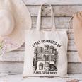 Easily Distracted By Plants Cats & Books Planting Gardening Canvas Tote Bag