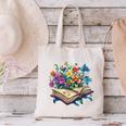 Enchanted Open Book With Blooming Flowers Canvas Tote Bag