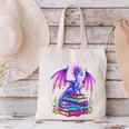 Fantasy Dragon Reading Books Bookworm Canvas Tote Bag Fantasy Dragon Reading Books Bookworm Canvas Tote Bag