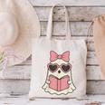 Ghost Reading Book Halloween Cat Lover Canvas Tote Bag Ghost Reading Book Halloween Cat Lover Canvas Tote Bag