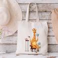 Giraffe Reading Tea Books Coffee Book Lover Graphic Canvas Tote Bag