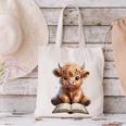 Highland Cow Reading Book Bookworm Canvas Tote Bag Highland Cow Reading Book Bookworm Canvas Tote Bag