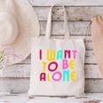 Introvert I Want To Be Alone Retro Wavy Canvas Tote Bag