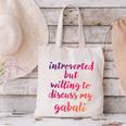 Introverted Willing To Discuss Gabali Introvert Canvas Tote Bag