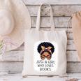 Just a Girl Who Loves Books Messy Bun Black Women Reading Canvas Tote Bag