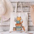 Kawaii Cat Coffee Books Teacher Men Women Girls Kids Canvas Tote Bag