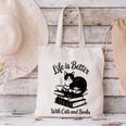Life Is Better With Cats & Books Tuxedo Cat Mom Women Canvas Tote Bag