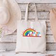 Take A Look A Book Vintage Reading Librarian Rainbow Canvas Tote Bag