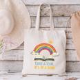 Take a Look It's In a Book Vintage Reading Teacher Rainbow Canvas Tote Bag