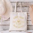 Love God Drink Coffee Read Books Lovers Vintage Christian Canvas Tote Bag