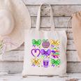 Mardi Gras Teacher Coquette Bow Pencil Apple Book Women Girl Canvas Tote Bag
