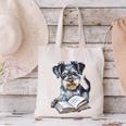 Nerdy Schnauzer Dog Book Lover Glasses Cute Pet For Men Women Kids Canvas Tote Bag