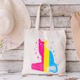 Pansexual Pride Celestial Cat Sitting Book LGBTQ Pan Colors Men Women Canvas Tote Bag