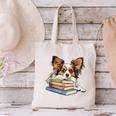Papillon Books Reading Dog Breed Graphic For Men Women Kids Canvas Tote Bag Papillon Books Reading Dog Breed Graphic For Men Women Kids Canvas Tote Bag