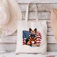 Patriotic German Shepherd Books Baseball USA Flag Vintage Canvas Tote Bag