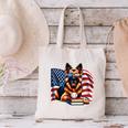 Patriotic German Shepherd Dog Books Baseball American Flag Canvas Tote Bag