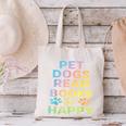 Pet Dogs Read Books Be Happy Dog Lover Canvas Tote Bag