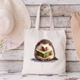 Porcupine Reading Book Hedgehog Book Lover Canvas Tote Bag