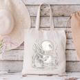 Rabbit Reading Book Full Moon Lake Scenery Canvas Tote Bag