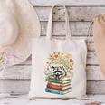 Raccoon Books Reading Flowers Canvas Tote Bag