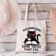 Read Banned Books Drink Coffee Fight Evil Retro Cat Canvas Tote Bag