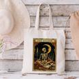 The Reader Tarot Card Book Lover Skeleton Art Goth Style Canvas Tote Bag