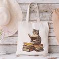 Reading Cat Book Lover Canvas Tote Bag