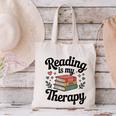 Reading Is My Therapy Book Lover Bookworm Canvas Tote Bag