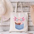 Readsalotl Axolotl Reading Book Lover Reading Pocket Axolotl Canvas Tote Bag