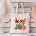 Readsolotl Kawaii Axolotl Reading Book Lover Canvas Tote Bag