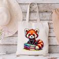Red Panda Books Lover Reading Bookworm Canvas Tote Bag