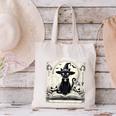 Salem Witch Book Club Vintage Halloween Cat Book Lover Canvas Tote Bag