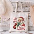 He Sees What You'Ve Been Reading Bookish Christmas Humor Canvas Tote Bag