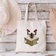 Siamese Cat Reading Book How To Train Your Human Humorous Canvas Tote Bag