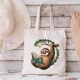 Sloth Reading a Book Lazy Sloth Bookworm Canvas Tote Bag