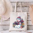 Snowman Reading Book Lovers Christmas Bookworm Librarian Canvas Tote Bag