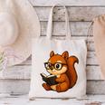 Squirrel Reading Book Lover Canvas Tote Bag