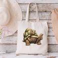 Sulcata Tortoise Reading A Book Canvas Tote Bag